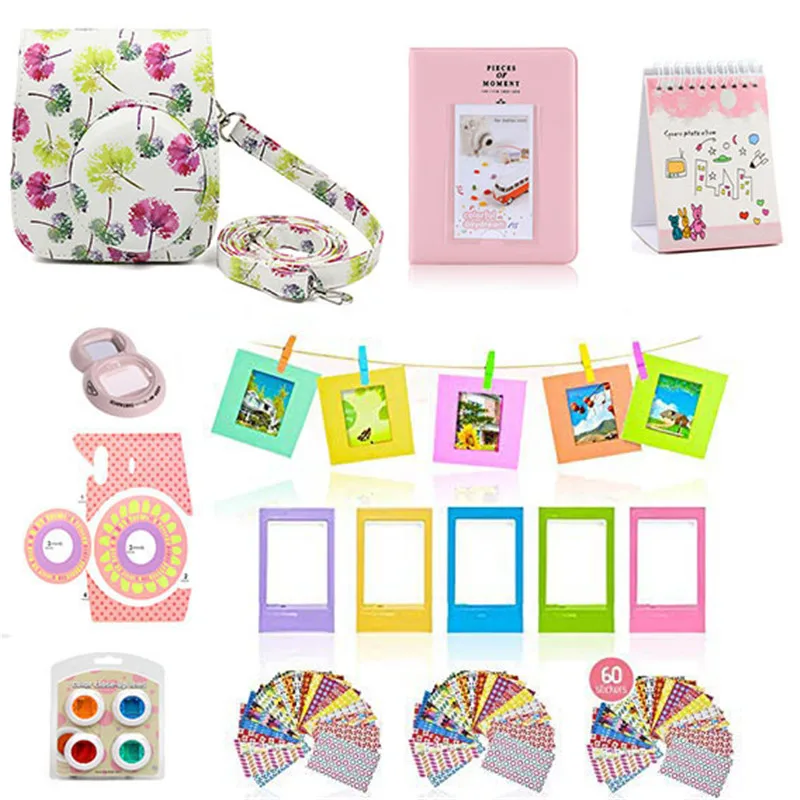 Ginkgo 9 in 1 Accessories Kit for Fujifilm Instax Mini 8/9 Camera Painting Carrying Case Bag Cover/Selfie Mirror/Filter/Album/Sticker - Цвет: Ginkgo