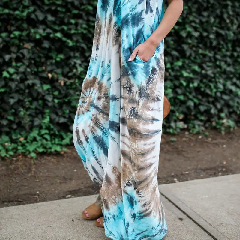 

ZOGAA Boho Printed Long Party Women Dress Casual V neck Vestido Women New Sexy Backless Hippy Chic Tie Dye Beach Vestido Women