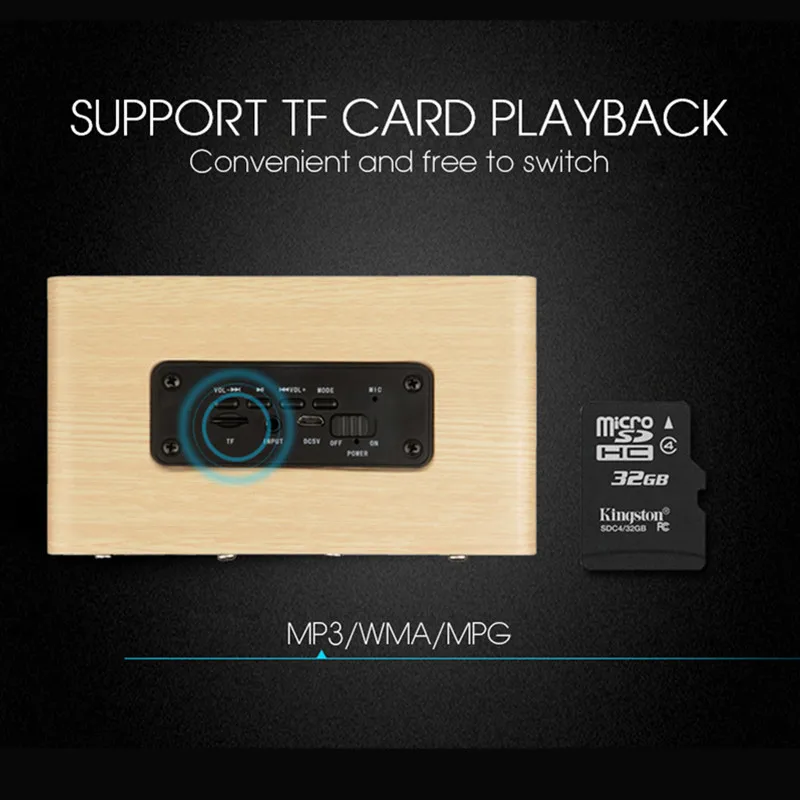 TOPROAD деревянная Беспроводная bluetooth колонка портативная HiFi двойная ударные басы