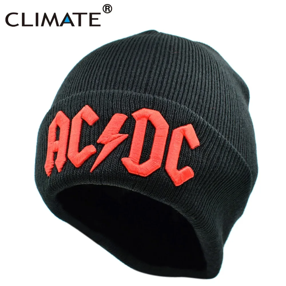Климат Для мужчин женщин зима теплая Шапка бини рок ACDC AC/DC группа теплые зимние