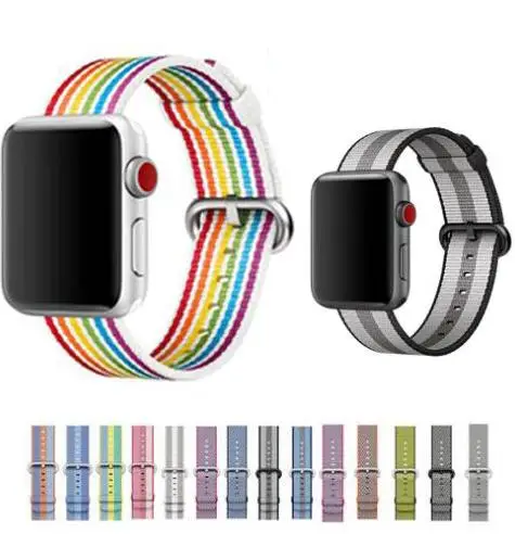 Цветной тканый нейлоновый ремешок для часов apple Watch 42 мм 38 40 44 наручных браслетов