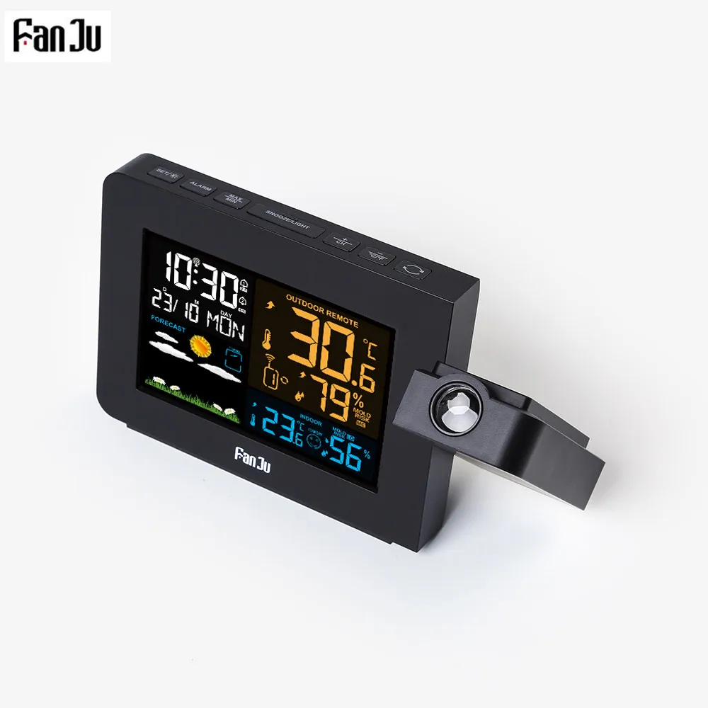 FanJu FJ3391 метеостанция с проекционный индикатор погоды DCF радио управление