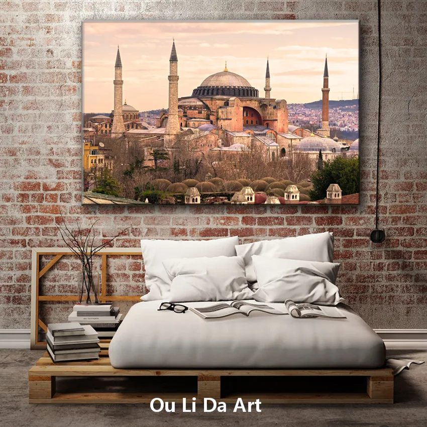 Картина маслом распечатанная на холсте в турецком стиле голубая собора для