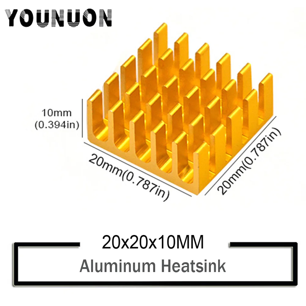 500 шт. YOUNUON 20*20*10 мм золотые аксессуары для охлаждения DIY радиатор процессора GPU IC