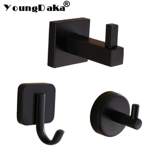 Современный настенный крючок из нержавеющей стали черного цвета. Крючок для одежды для спальни, Многофункциональные кухонные крючки