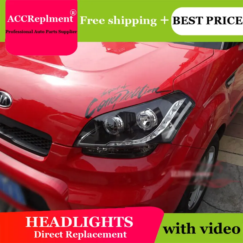Автостайлинг для KIA SOUL фары 2009 2012 светодиодный ные автомобильные ангельские