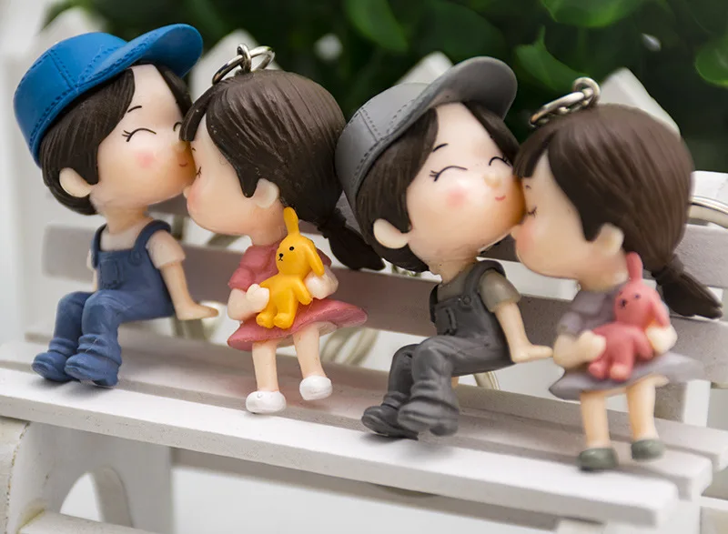 Cute Keychain Boy Girl Women's Lovely Cartoon Doll Couple Key Button Men Women Car Hanging Bag Pendant Creative Gift | Украшения и