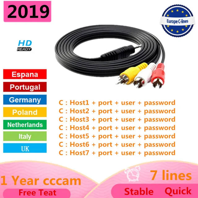 12 месяцев Европа cccam 7 Cline для DVB S2 спутниковый ТВ приемник Account Share Sever Италия