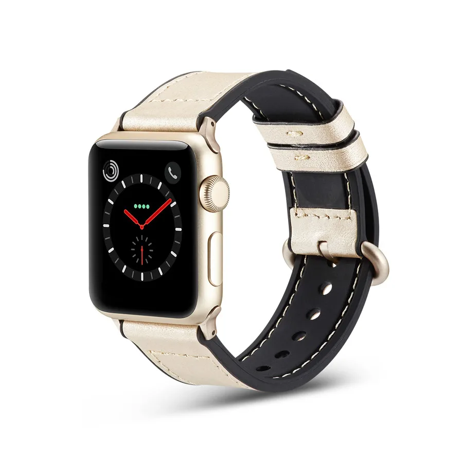 Модный силиконовый кожаный ремешок для iWatch Series 5 4 3 2 1 часов 38 42 мм Apple Watch Edition 40 44