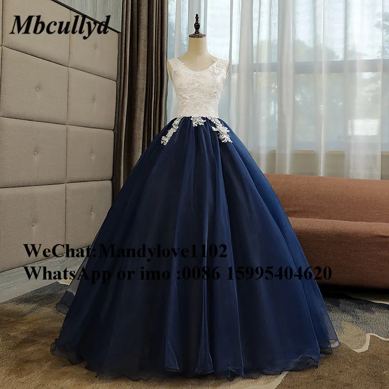 Темно синее бальное платье Mbcullyd платья Quinceanera 2019 великолепные кружевные