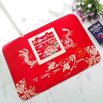 

2018 New Red Wedding Decoration Bath Mat Bathroom Water Absorption non-slip Rug Horror Terror Carpet Doormat Home Door Mats