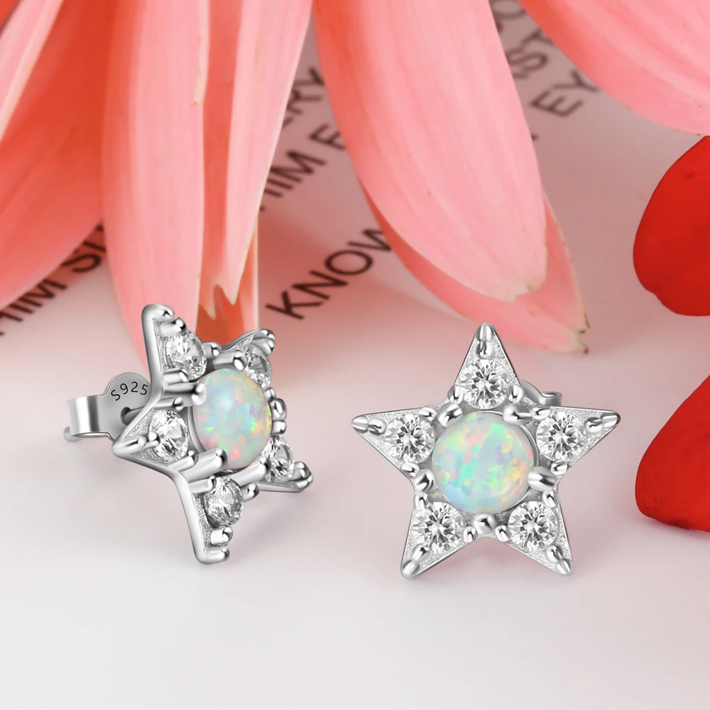 Женские серьги-гвоздики из стерлингового серебра 925 пробы с фианитом и белым