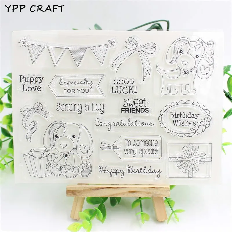 YPP ремесло 1 лист Lucky Dog прозрачные силиконовые штампы для DIY