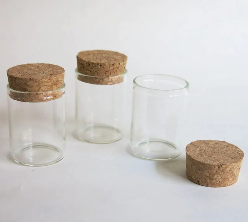 100 x 15ml Transparent Glass Tube with Wood Cork 15cc 1/2 oz Clear Glass Sample Vials Glass jar 30*40mm Storage Containers