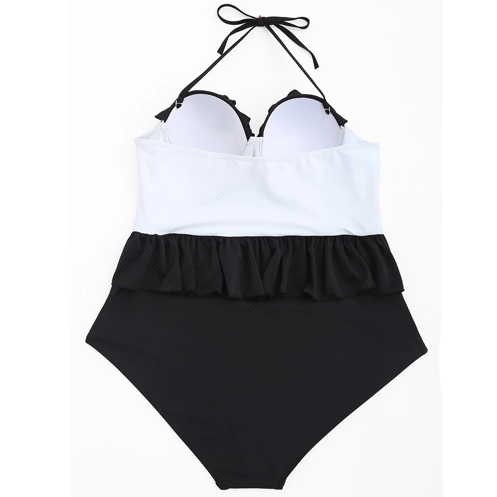 2019 Sexy Plus Size Swimwear Women One Piece Swimsuit Push Up Monokini Large Bathing Suit Summer Beachwear Ruffle Swim | Спорт и