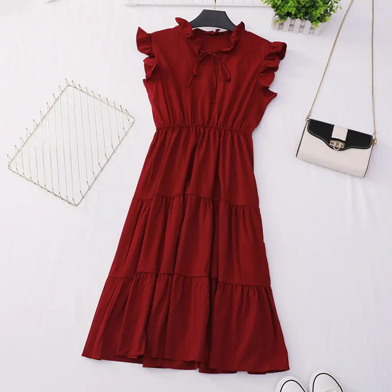 Women Dress Для женщин Летние повязки ремень рюшами Вечерние пляжные Слои торт Платье с бантом Винтаж, эластичные, обтягивающие, Высокая Талия пуловер миди бальное платье - Цвет: Women Dress