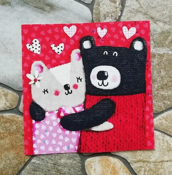 H101-1 ZENGIA Koala Bear DIY Ручная роспись холст аксессуары холст позиционирование ткань чистый хлопок холст патчи украшение стены 15 см x 15 см - Цвет: H101-1