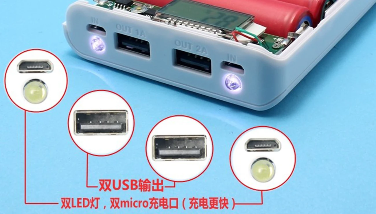 Высокое качество 5V dual usb 18650 аккумулятор мобильный телефон чехол Зарядное
