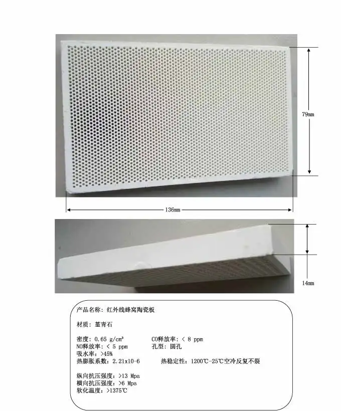

2 pcs 136x79mm Infrared Honeycomb Ceramic Plate