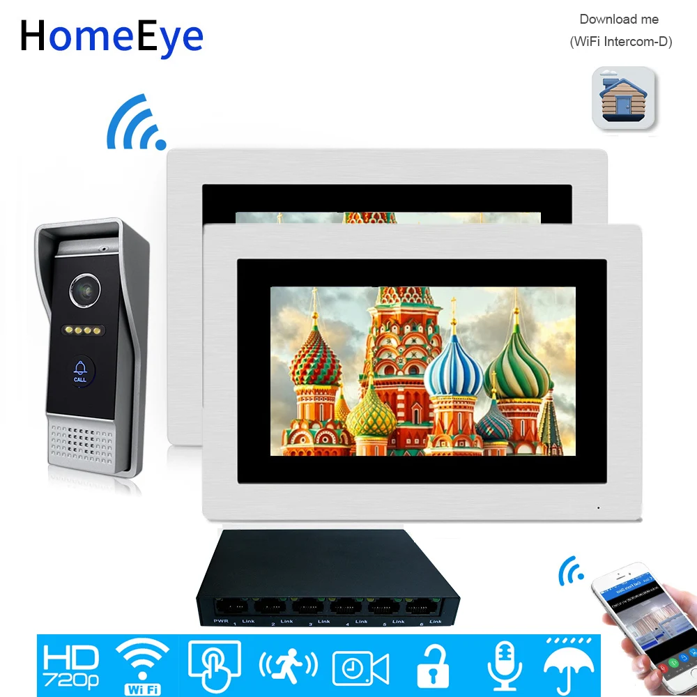 HomeEye 720P WiFi IP Video Door Phone Video Intercom Home Access Control System Android/IOS APP Remote Unlock Motion Detection