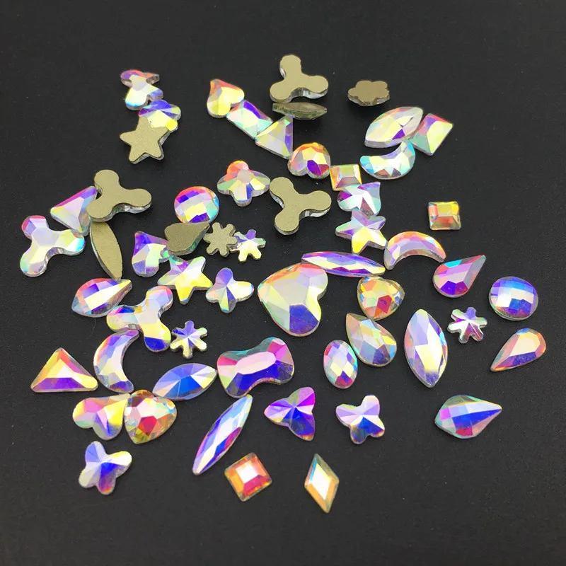 20 pcs More Shapes Sizes 3D Designs Crystal AB Glass Nail Decorations Rhinestones For DIY Manicure Art Stones | Дом и сад