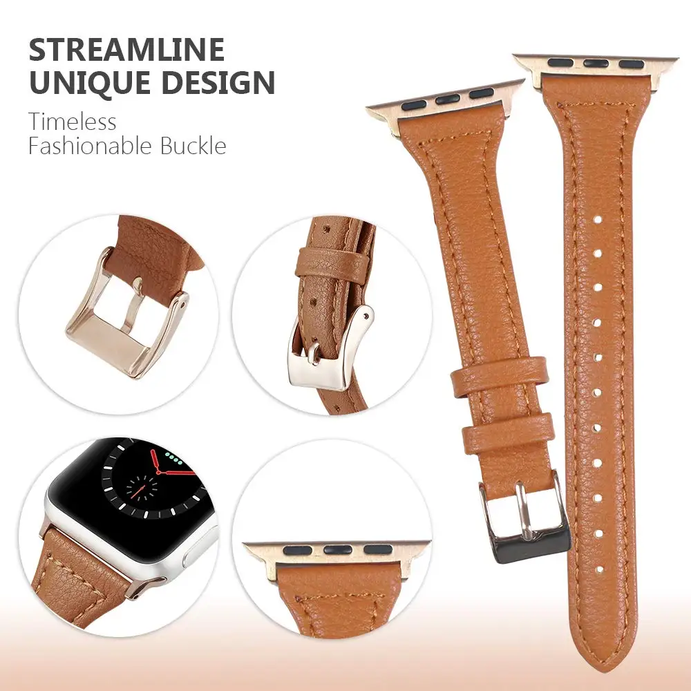 Leather Band For Apple Watch 38mm 40mm 42mm 44mm,Apple Watch band Replacement Strap Wristband for iWatch Bracelet Series 4 3 2 1