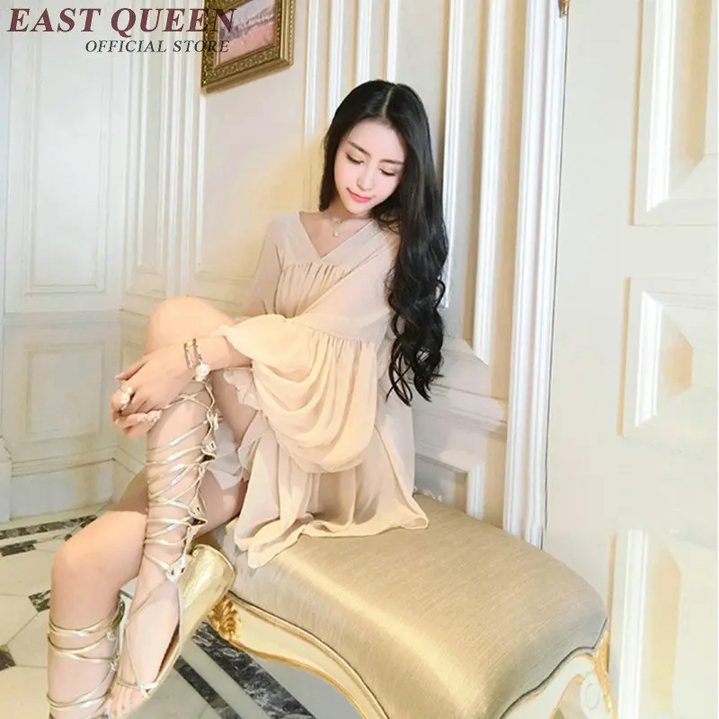 Блузка женская черная прозрачная с рукавами фонариками и треугольным вырезом