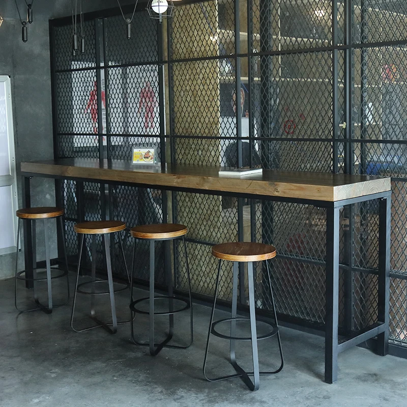Европейский барный стул из кованого железа стол массива дерева и