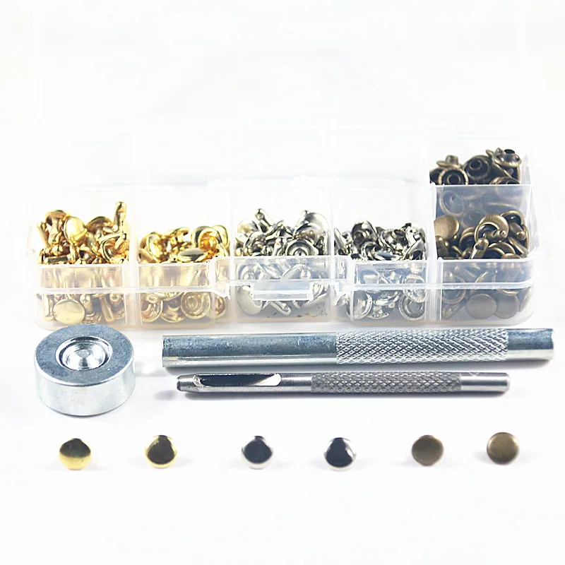 120 комплектов 8 мм латунные двойные колпачки заклепки для кожаной швейной одежды