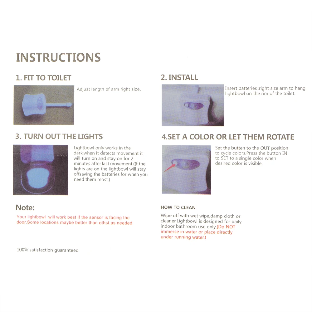 Светодиодная лампа на сиденье унитаза с пассивным инфракрасным датчиком