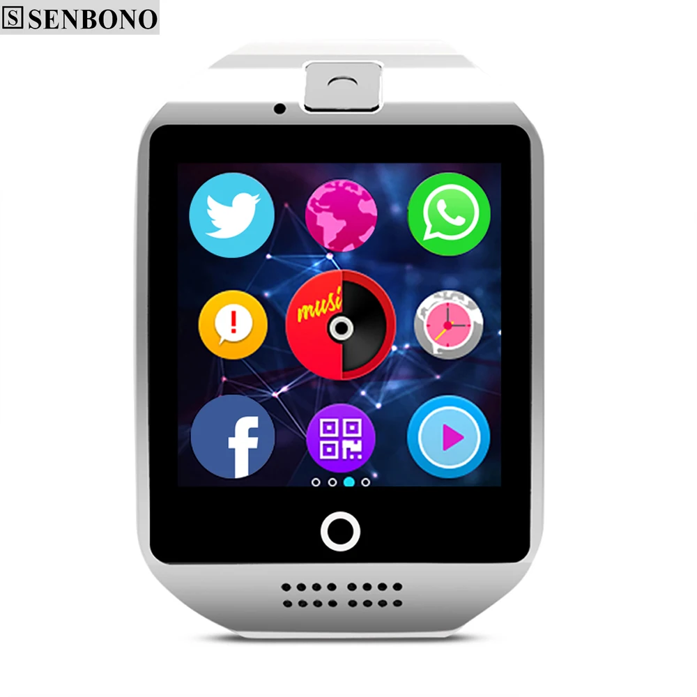 SENBONO Bluetooth Смарт часы Q18 Шагомер Спорт анти-потеря с сенсорным экраном камера TF карта Smartwatch для Android pk DZ09 A1