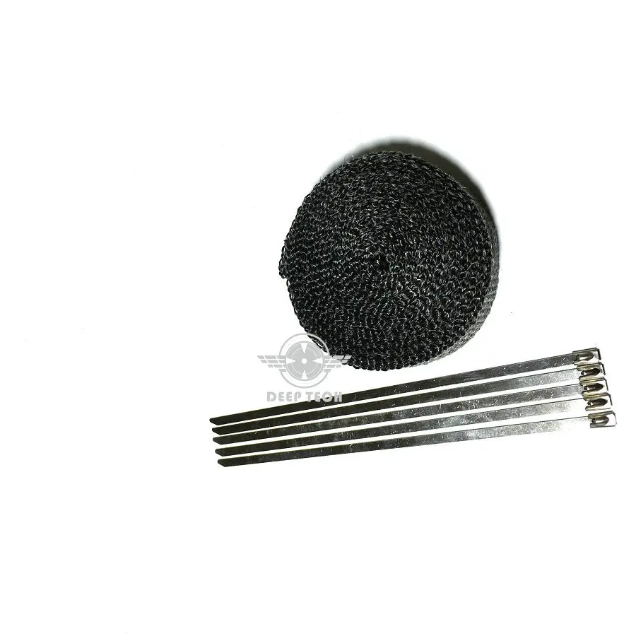Черная обертка для выхлопных газов 15 м/50 футов x 1 дюйм|exhaust heat shield|exhaust heatpipe wrap |