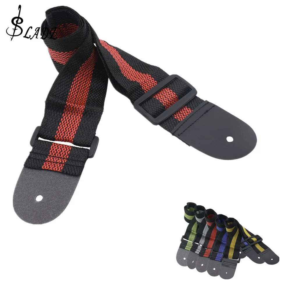 

SLADE 1PCS Adjustable Guitar Bass Strap Durable Solid Woven Nylon Guitar Belt with Leather Ends Musical Instruments Parts
