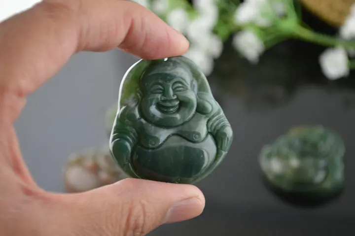 

India Stone 40x65mm Carving Buddha Pendants Fashion Laughing Buddha Pieces