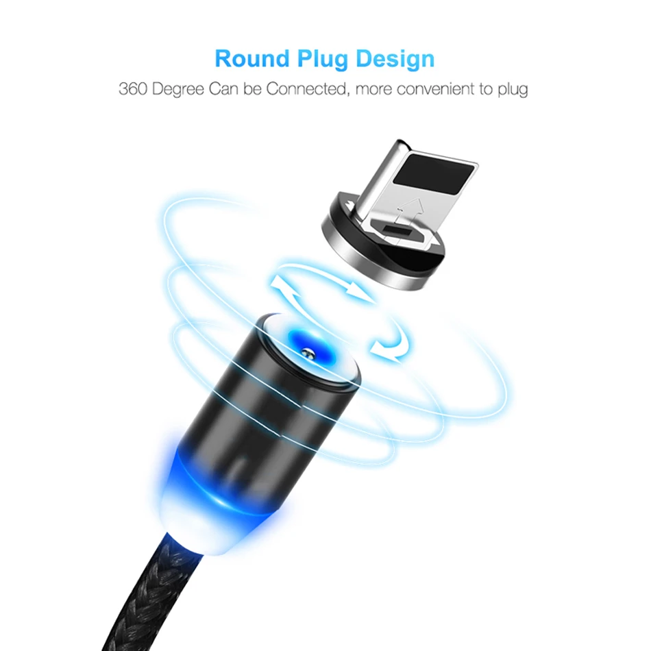 Магнитный usb-кабель для iPhone 11 XS XR X 8 7 6 S Plus 5 5S SE samsung type C, кабель для быстрой зарядки и передачи данных, кабель для мобильного телефона