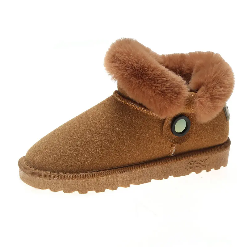 Size35-40/Новинка 2018 года женские зимние ботильоны зимняя обувь из флока с пряжкой и