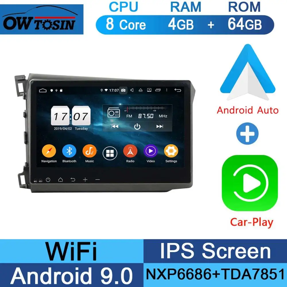 64G CarPlay Android 10," ips 8 Core 4G+ 64G Android 9,0 Автомобильный мультимедийный dvd-плеер gps радио для Honda Civic 2011 2012 2013 DSP CarPlay - Цвет: 64G CarPlay Android