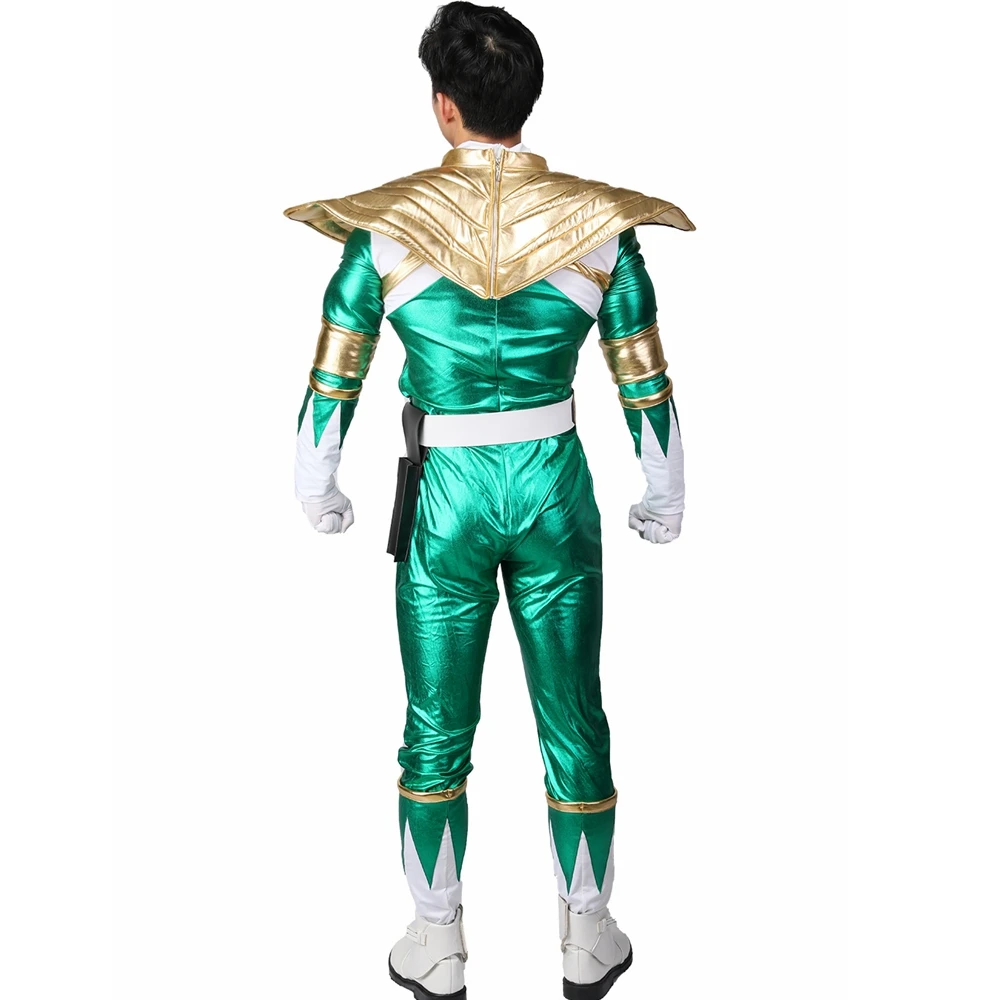 XCOSER Хэллоуин Косплэй могучий Morphin Green Ranger полный набор зеленый костюм из