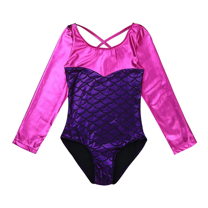 FEESHOW Girls Glittery mermaid Ballet Jumpsuit for Kids Long Sleeves Dance Gymnastics Leotard Dancewear Dress | Детская одежда и