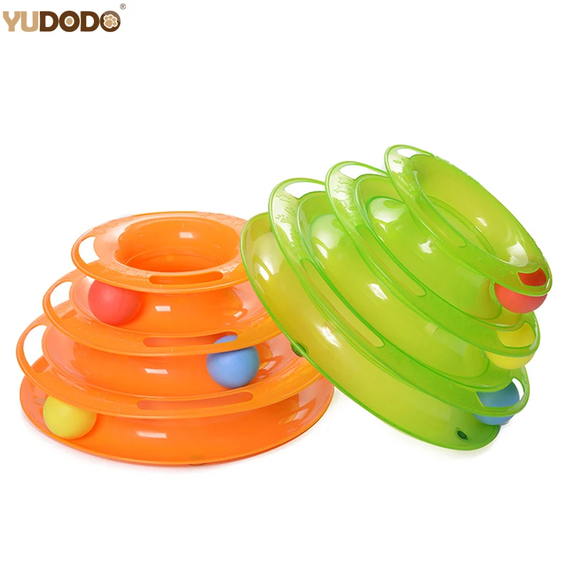 

3 Layers Crazy Ball Disk Cat Toys Anti-slip Interactive Amusement Plate Triple Turntable Play Disc Small Pet Toy For Kitten Cats