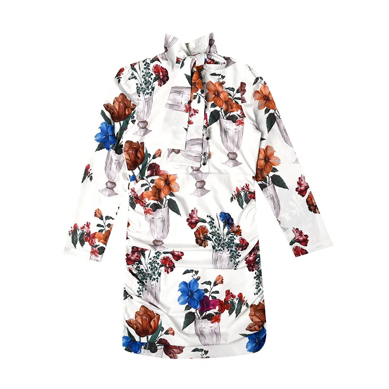 

New Zebra Head Button Elegant Temperament Printed Dresses Women s A shaped Bottom Button