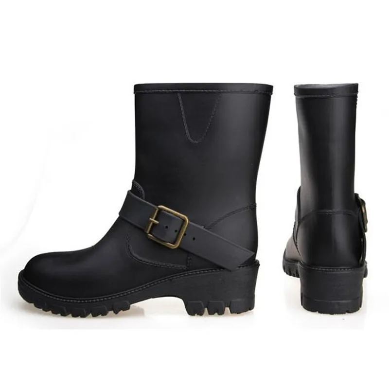 2017 Обувь Женщина Дождь Сапоги Сплошной Цвет Скольжения На Лодыжки Мартин
