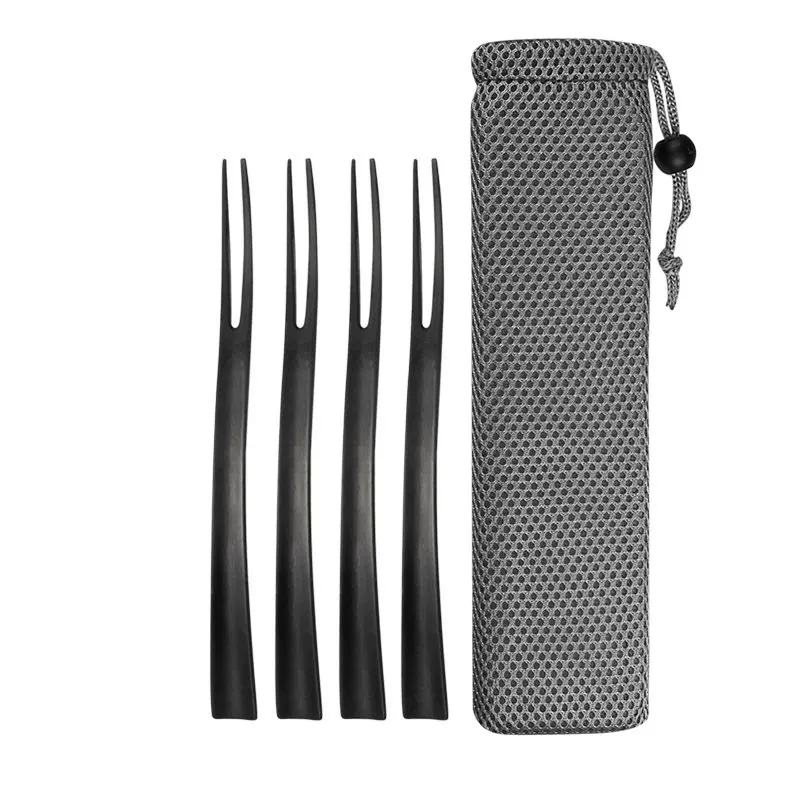 black 4 pcs JueQi 4/8 шт красочные кухонные вилки из нержавеющей стали для фруктов набор столовых приборов вилка для торта, десертная посуда для закусок чайная столовая вилка - Цвет: black 4 pcs