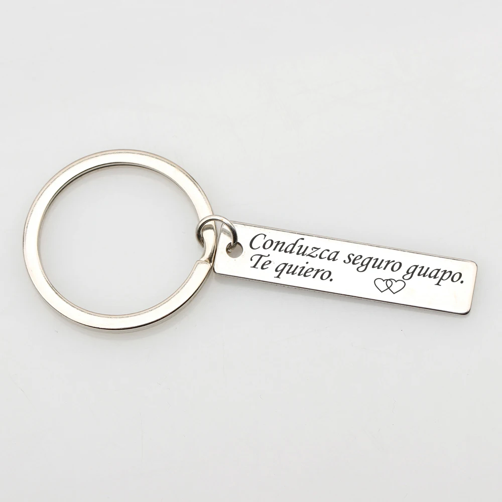 Engraved Spanish language Drive safe Handsome I love you key Chains Couples lover's Parents Tag Driver Keys Holder driver | Украшения и