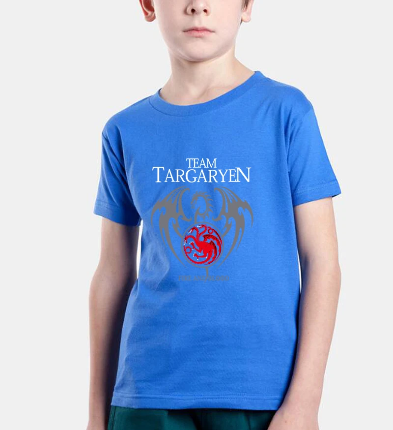 Новые модные футболки 2018 fire and blood детские повседневные топы с принтом Дом