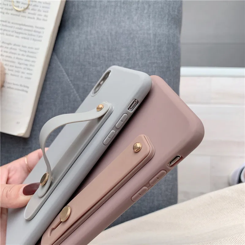 For Samsung Galaxy S6 S7 S8 S9 S10 Lite Edge Plus Simple Candy Color Wrist Strap Hand Band Soft Silicon Case Holder Cover |