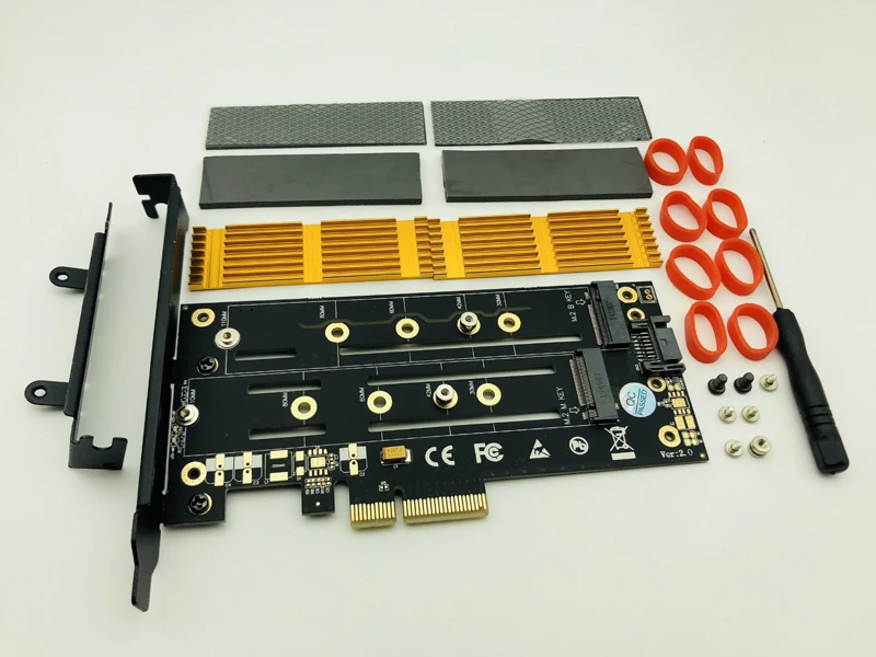 Адаптер NVMe M.2 SSD NGFF к PCIE X4 ключ M B двойная интерфейсная карта радиатор