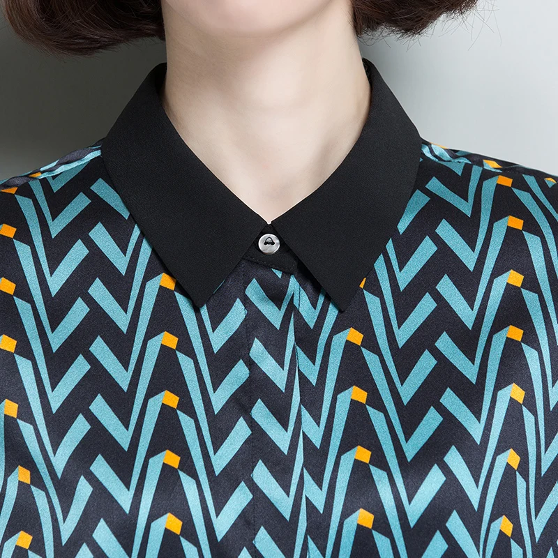 2XL брендовая рубашка из 100% шелка женские блузки весна лето 2019 новые шелковые с