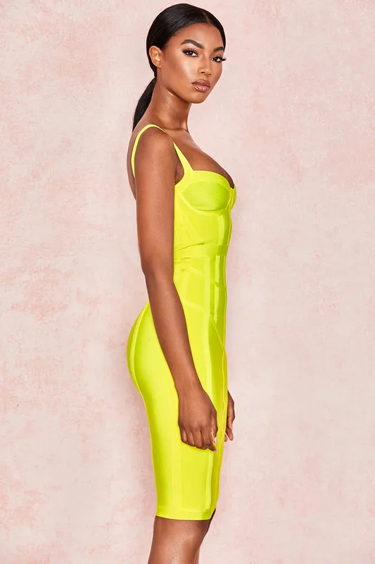 

High Quality Green Black Slip Elegant Rayon Bandage Dress Night Clu Party Bodycon Dress