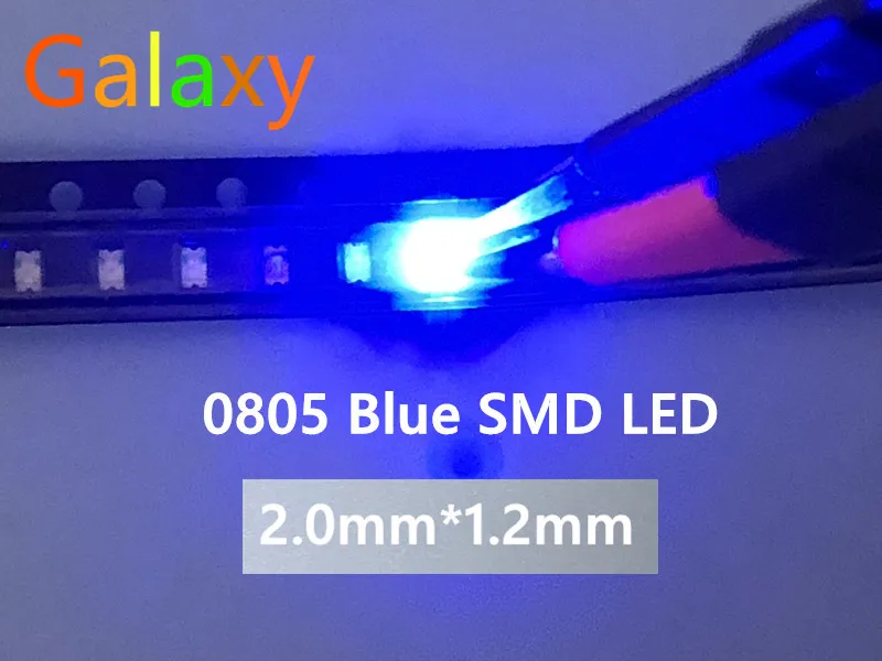 100 шт. SMD 0805 Синий супер яркий светодиодный диоды 460 465nm 80 120mcd 3 0 4 в светильник